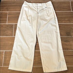 Lucky Brand White High-Rise Cotton Trousers
